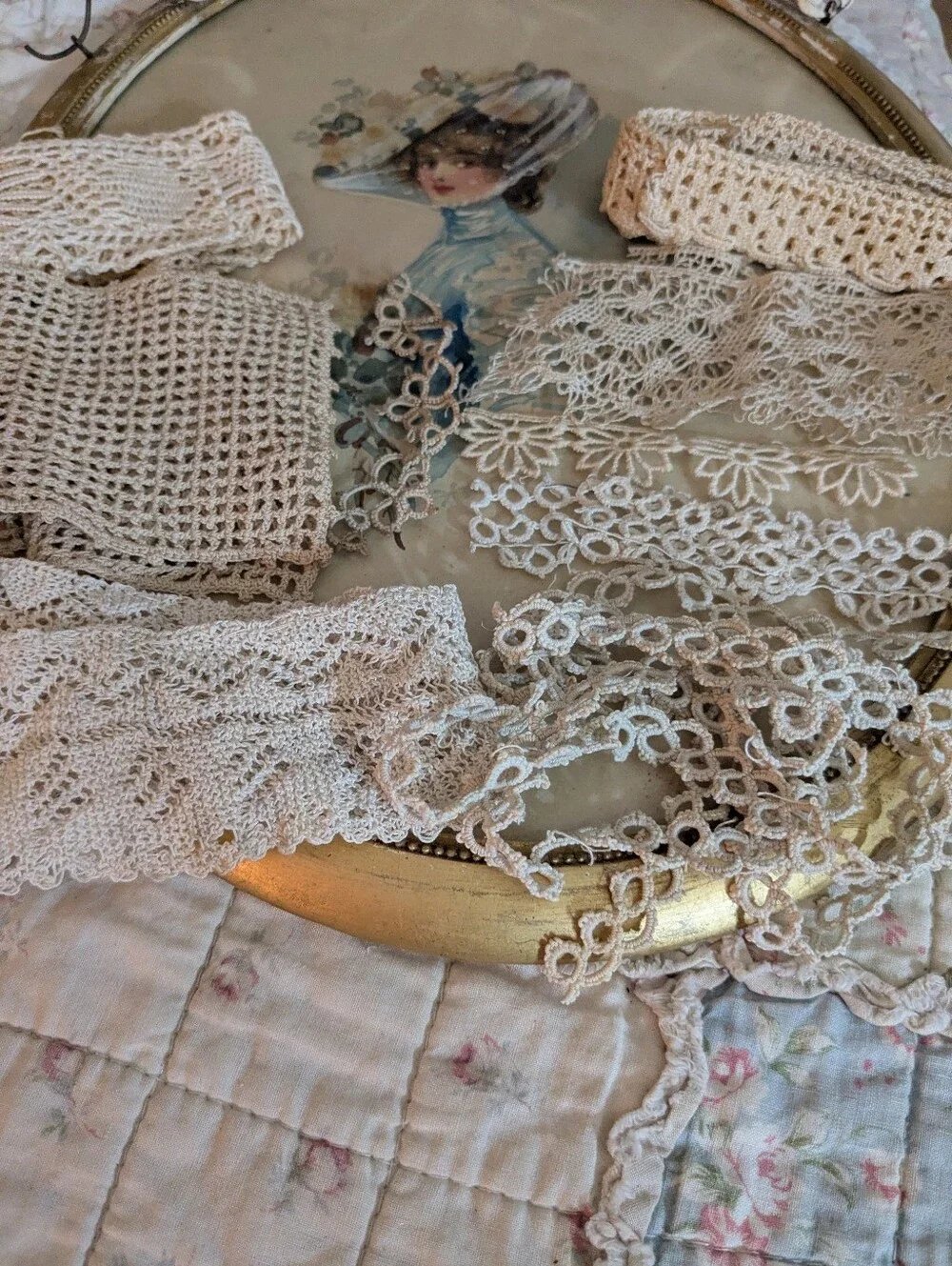 Vintage Crochet Lace Tatting Trim Bundle Junk Journals Slow Stitch 5+Yds